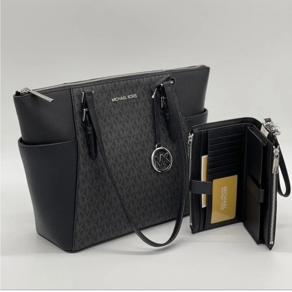 Michael Kors Charlotte Bag & Double Zip Wallet Black - Picture 3 of 10